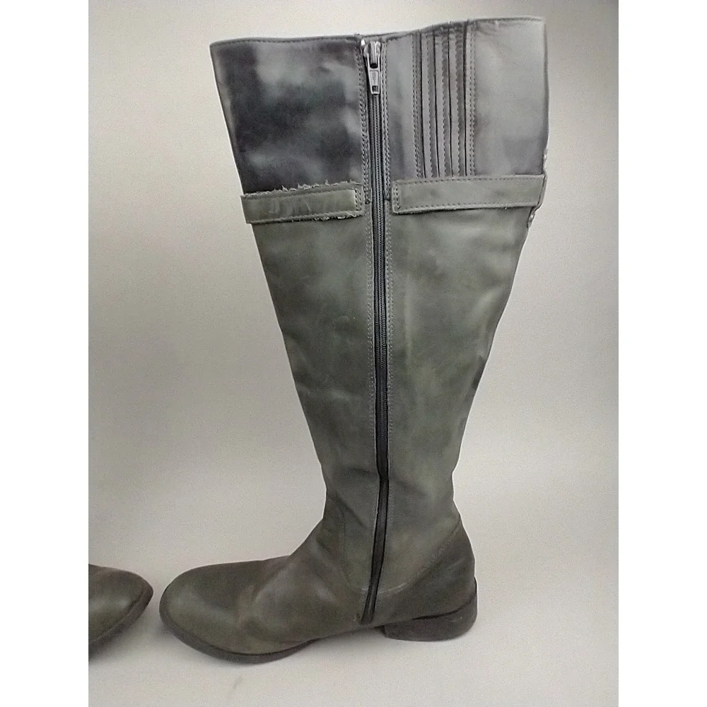 Clarks‎ Pita Topeka Knee High Riding Boots Women's 10 Grey Black Leather